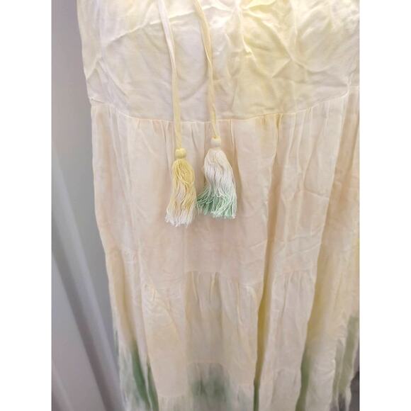 STORIA Maxi Dress Rainbow Tie Dye Spaghetti Straps Tassel Tie Lined Large NWOT - Picture 5 of 9